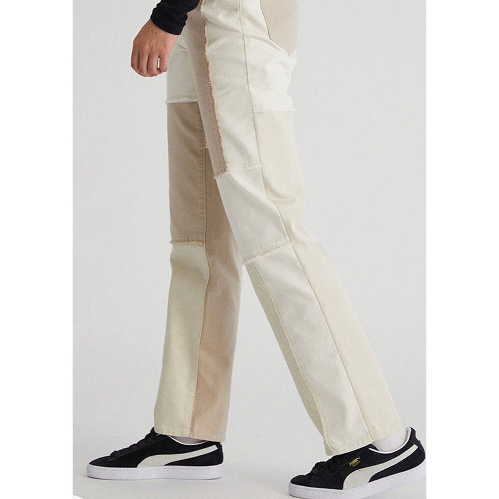 Pacsun Women’s 28 Dad Jeans Patchwork Jeans Slim Taper Multicolor Beige - Picture 3 of 16